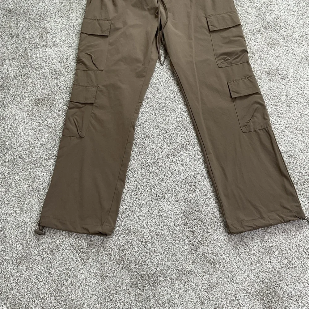 Men's PacSun Tan Straight Cargo Utility Pants Stretch Drawstring Comfort Size L - Picture 2 of 10